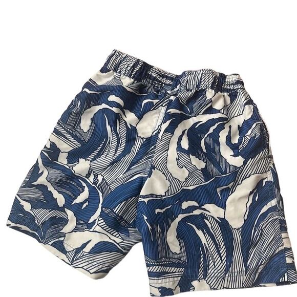 Hanna Andersson Boys' Wave Print Swim Trunks Blue Size 8 Elastic Waistband - Picture 3 of 5